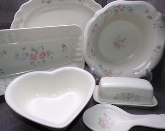 2509 Pfaltzgraff Tea Rose Stoneware Pink Roses Made in USA - Great Condition Choose From List: