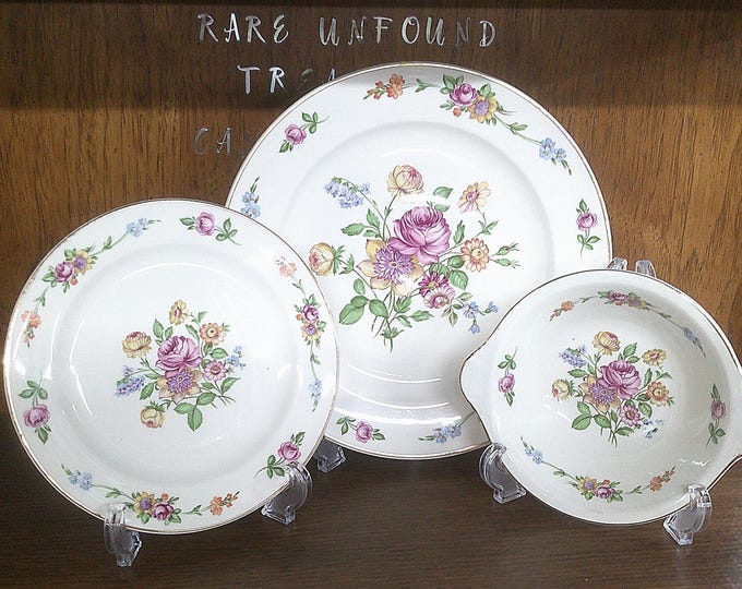 2411 Edwin M. Knowles Serenade Semi-Vitreous 44-5 Floral Pattern Dinnerware - Good Condition Choose from List: