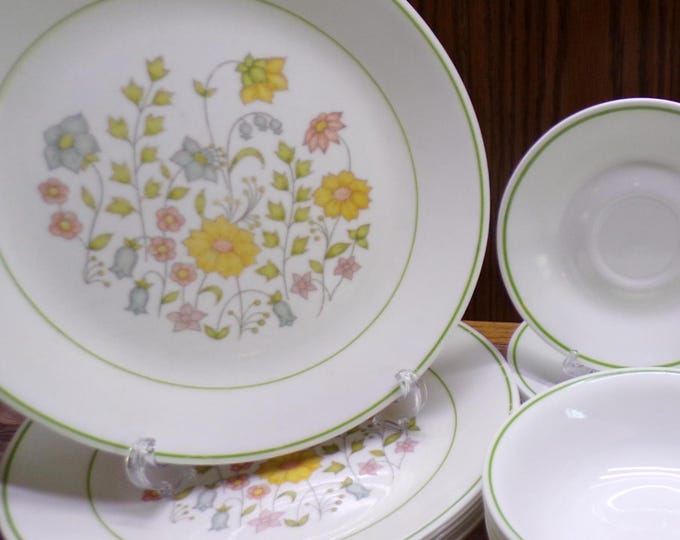 2508 Corelle Spring Meadow Vintage Retired 26 pc Set - USA- Pre-owned Lots of Wear & Scratches but still Pretty Descent at a Great Price