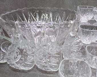2606 Hazel Atlas Williamsport Square Prism Vintage 26 pc Punch Bowl Set