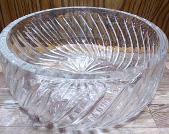 2508 Waterford Crystal Lismore Cut 9.5" Swirl Pattern Centerpiece Serving Bowl - Great Condition
