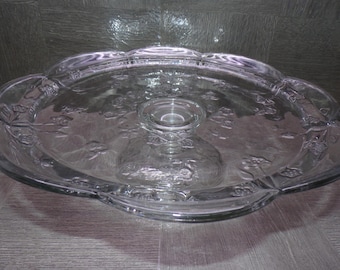 2606 Anchor Hocking Savannah Vintage 12" Footed Cake Plate Tray Serving Platter