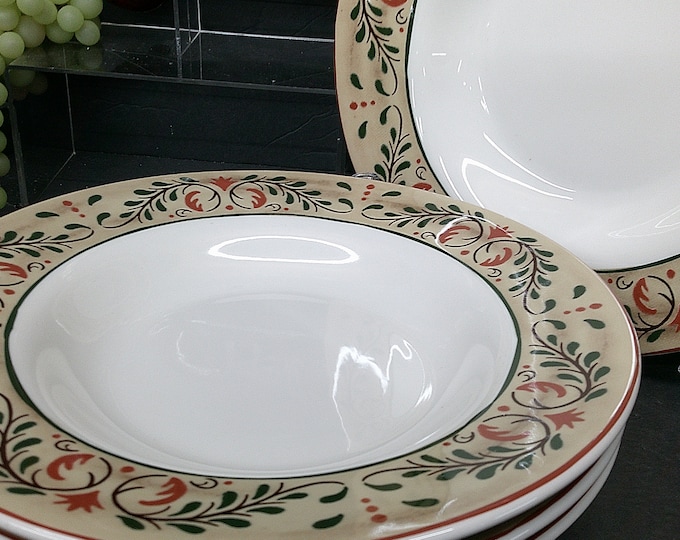 2401 Syracuse China Co. #29A Beautiful Stoneware Large 12" Pasta Bowls Vintage Set of 4 Made in USA - Great Condition No Chips or Cracks