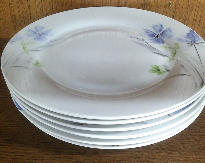 2411 Tabletops Gallery 365 Ceramic Purple Wildflower 10.5" Dinner Plates Set of 6 - Great Condition