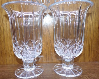2506 Pair of Beautiful Vintage Footed 24% Lead Crystal 7" Tall Candle Holders - Great Condition