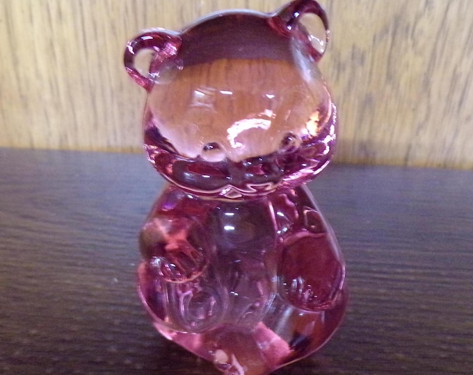 2501 Fenton Glass 4" Dusty Rose Pink Bear - Great Condition