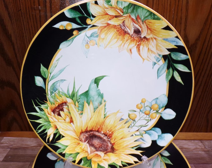2509 Certified International Sunflower Fields 11" Vintage Dinner Plates Set of 4 by Nancy Mink- Great Condition