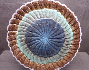 2602 John Derian Company Beautiful Feather Pattern 13" Stoneware Serving Tray Platter - Excellent Condition