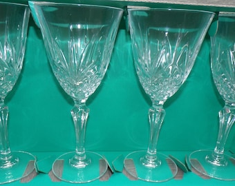 2605 Cristal D’Arques Cristal De Flandre Salzburg 7.5" 7.75 oz Cut Crystal Stemmed Wine Glasses Vintage Set of 4