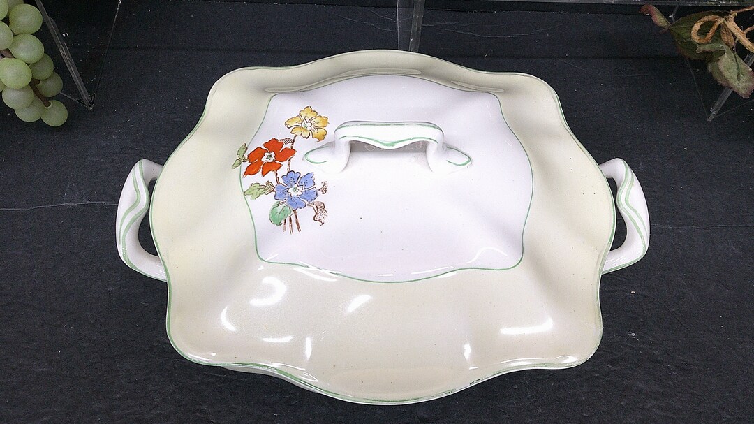 2312 Johnson Bros Pareek 8.5 Square Covered Vegetable Bowl Floral Some