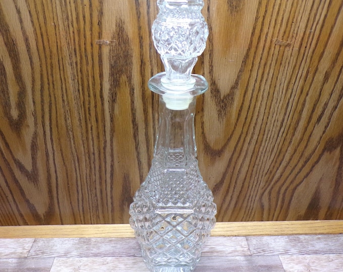 2509 Anchor Hocking Wexford Vintage Whiskey Decanter 11.5" - 14.5" w/Stopper - Excellent Condition