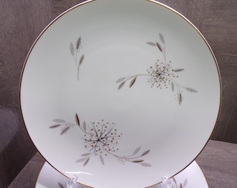 2608 Noritake Helene #5602 Vintage 1950's Fine China 10.5" Dinner Plates Set of 2 Gold Rim
