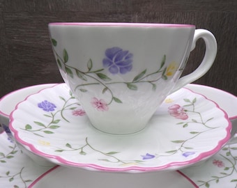 2606 Johnson Brothers Summer Chintz Floral Swirl 1985 Vintage 8 pc Set (4) Cups & (4) Saucers