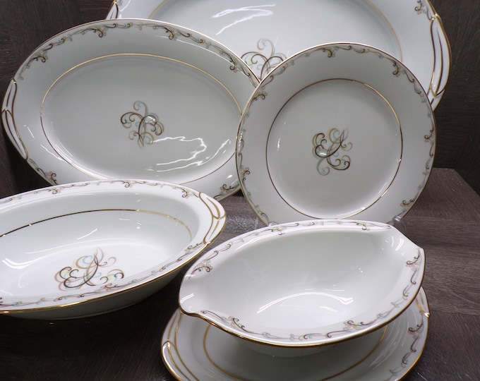 2603 Noritake Esteem Esquire #5404 Fine China Dinnerware Vintage 1953 to 1960 Japan - Scroll Swirls - Great Condition Choose From List: