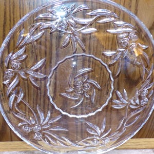 2508 Beautiful Vintage 12&quot; Lead Crystal Serving Platter Embossed Roses - Good Condition Couple Light Scratches