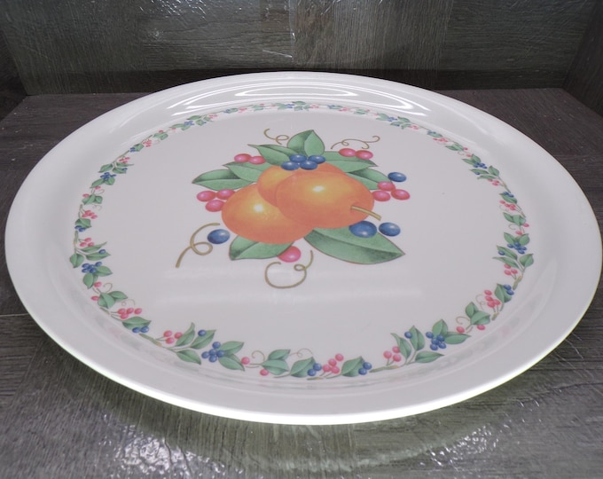 2602 Eurita Reston Lloyd Corelle Fruit Abundance 15" Melamine Round Serving Tray Good Condition Couple Scratches