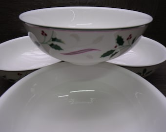 2606 Mikasa Holiday Splendor Y1025 Bone China 5.25" Dessert Bowls Set of 4
