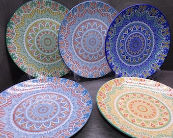 2609 Vancasso Bohemian Style Vintage Porcelain 8.25" Multi-color Salad / Lunch Plates Set of 5