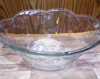2511 Anchor Glass Savannah 12" Decorative Salad Serving Bowl 5" Deep - Great Condition
