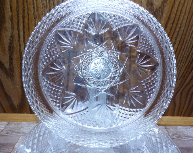 2509 Cristal D'Arques Arcoroc Luminarc Vintage Tempered Clear Glass 10" Dinner Plates Set of 4 Made in France - Good Cond. Light Scratches