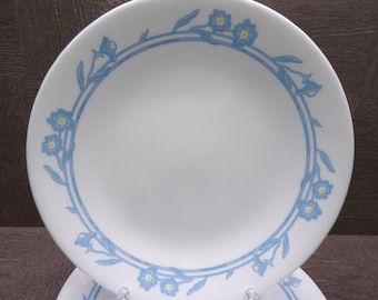 2602 Corelle Cornsilk Vintage 6.75" Bread Plates Blue & Yellow Floral Set of 7 - Great Condition