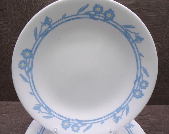 2602 Corelle Cornsilk Vintage 6.75" Bread Plates Blue & Yellow Floral Set of 7 - Great Condition