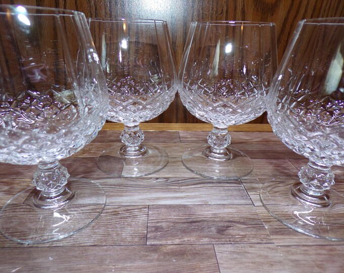 2510 Vintage Cristal D'Arques Paris 24% Lead Crystal LongChamp Clear 5" Stemmed Wine Goblet Set of 4 - Great Condition