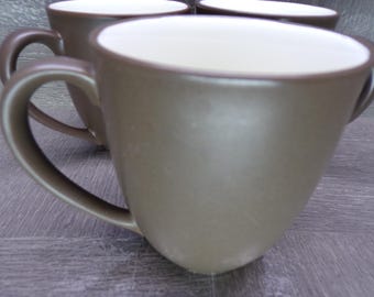 2602 Noritake Stoneware Colorwave #8046 Chocolate 4" 11 oz Mugs Set of 4 White Interior - Great Condition
