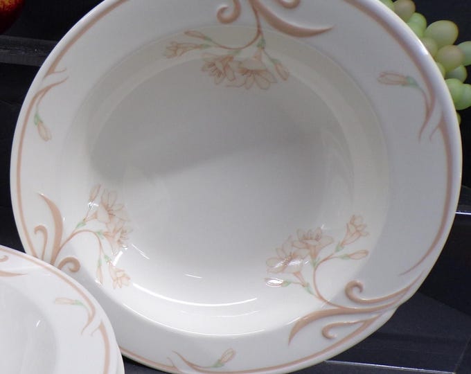 2302 Freesia Contours Arita Plates, Bowls, Cups & Saucers Beautiful Porcelain Peach Floral on Almond Made in Japan Like New-Choose from List