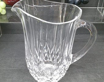 2402 Clear Paneled 24% Lead Crystal 7" Vintage Pitcher