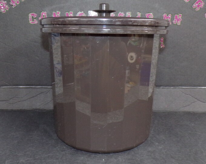 2301 Tupperware Mocha Brown 3 pc Ice Bucket with Starburst Seal Lid Vintage Seals Good