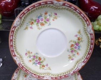 2309 Noritake Toki Kaisha Nippon N2632 Laurel Floral Vintage China Dinnerware Saucer Plates