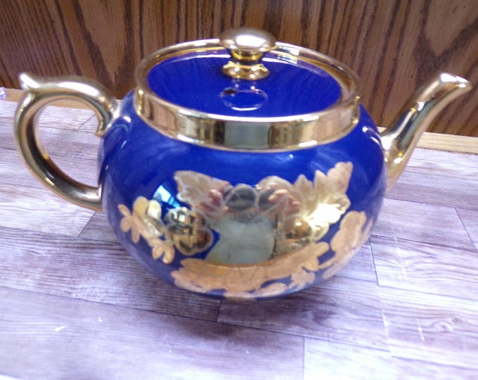 2511 Gibsons Staffordshire England 5" Teapot Eden Cobalt Blue w/Gold Accent - Great Condition