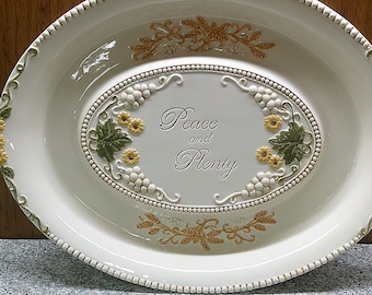 2406 Amscan Ceramic Sunflower Platter 14" x 10.5" "Peace and Plenty"