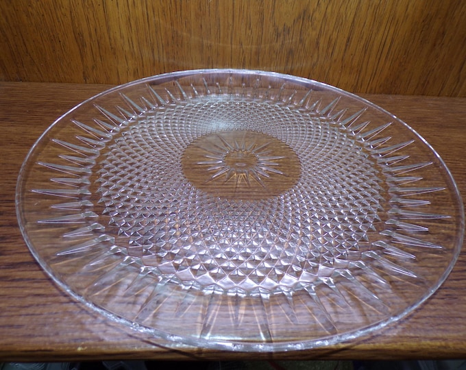 2504 Diamond Optic Glass 12.5" Vintage Platter - Good Condition Couple Light Scratches No Chips or Cracks