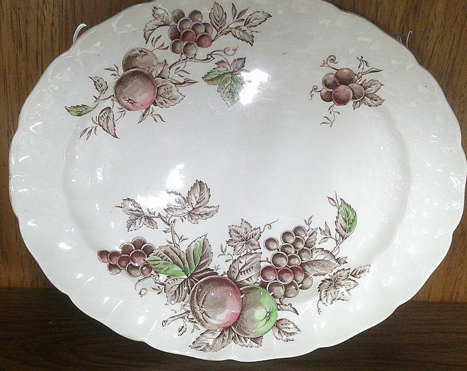 2410 Johnson Bros Harvest Time Vintage 12" Oval Platter Made in England - Good Condition Light Wear