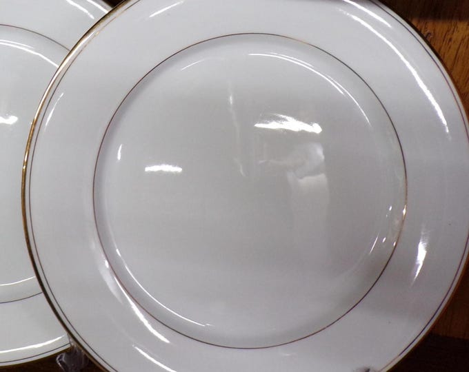 2508 Baum Bros Bands Empress Vintage Fine China Gold Band 10.5" Dinner Plates Set of 2 - Great Condition