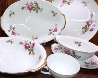 2507 Moss Rose by Sango Vintage Pink Rose Gold Rim China Made in Japan Great Condition Choose from List: