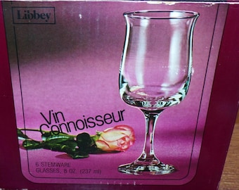 2505 Libbey Glass Vin Connoisseur 8 oz 6.5" Stemmed Wine Glasses Set of 6