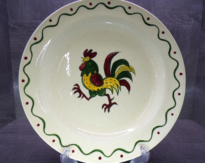 2602 California Provincial Poppytrail 1950's Vintage Hand-painted Vintage Rooster 12" Round Chop Plate Platter - Great Condition