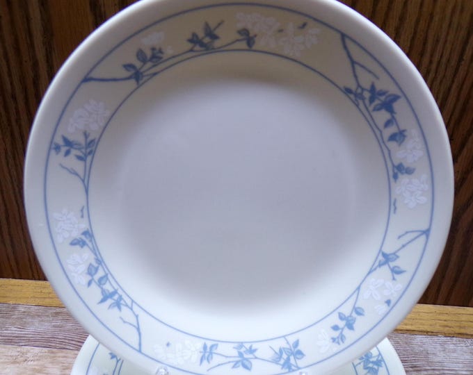 2511 Corelle First of Spring Cream 6.75" Bread Plates Set of 9 with Blue and White Floral - Great Condition