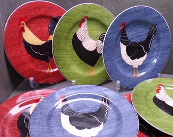 2609 Sakura Country Quartet Vintage 8.25" Lunch / Snack Plates Set of 7
