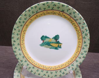 2604 Corelle Landscape Vintage 7.25" Salad / Snack Plates Set of 4