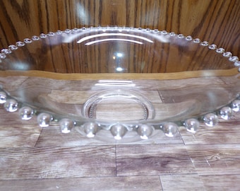 2511 Imperial Glass Candlewick Beaded Rim Clear Glass 10" Bowl 3.75" Deep - Good Condition