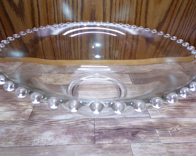 2511 Imperial Glass Candlewick Beaded Rim Clear Glass 10" Bowl 3.75" Deep - Good Condition