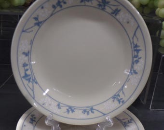2301 Corelle First of Spring Cream 6.75" Bread Plates Set of 5 with Blue and White Floral - Good Condition
