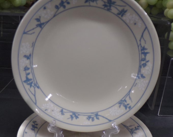 2301 Corelle First of Spring Cream 6.75" Bread Plates Set of 5 with Blue and White Floral - Good Condition No Chips or Cracks