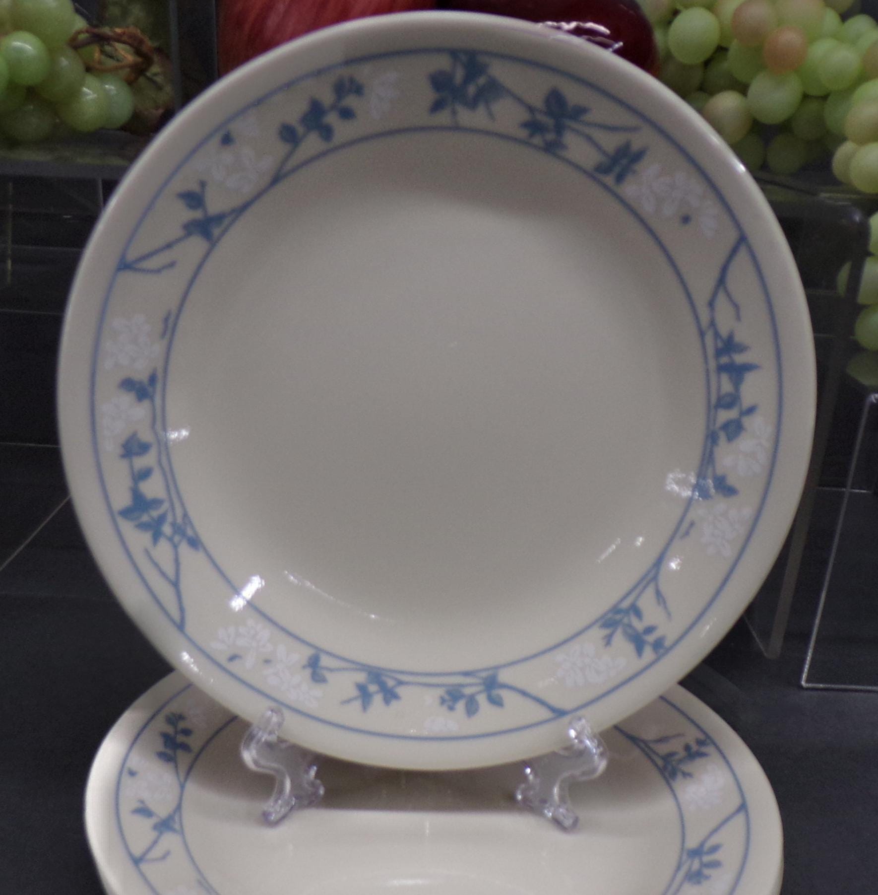 Corelle First of Spring Cream 6.75 Bread Plates Set of 5 with Blue and White Floral Good Condition No Chips or Cracks