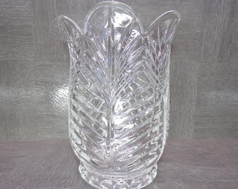 2602 Fifth Avenue Crystal 8" Portico Hurricane Candle Holder Vase Lead Crystal - Great Condition