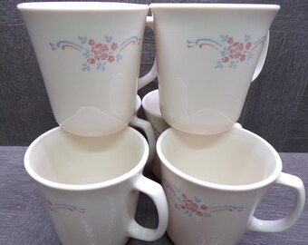 2605 Corelle 4" English Breakfast Vintage 10 oz Coffee Mugs / Cups Set of 6